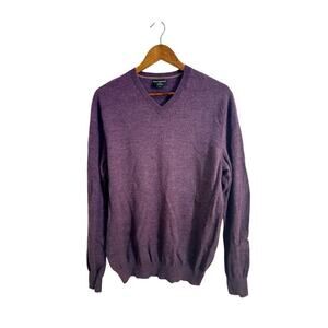 Banana Republic Merino Wool Sweater Men’s L Purple V-Neck 100% Merino – Flawed